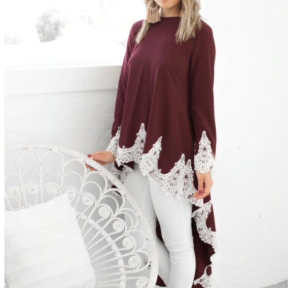 *One Left* Red High Low Blouse - Picture 3 of 5